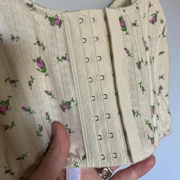 Out from Under Cream corset floral crop top spaghetti strap Cottagecore romantic - Picture 5 of 5